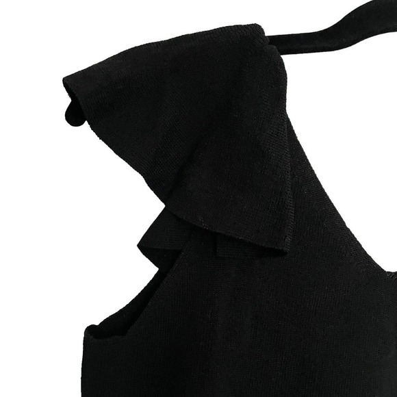 Sashin & Babi Knit tank top Black V-neck with deep V back Ruffle - Size S - Picture 7 of 8